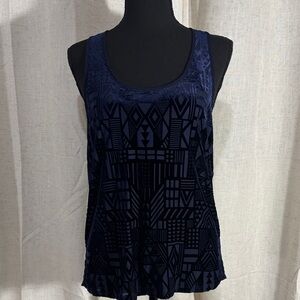 Wet Seal Dark Blue Velvet Burnout Racerback Tank Top